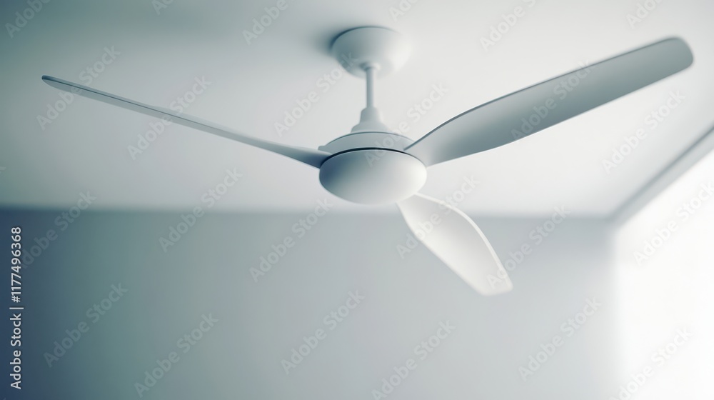 Modern Ceiling Fan in a Minimalistic Room Modern Ceiling Fan in a Minimalistic Room