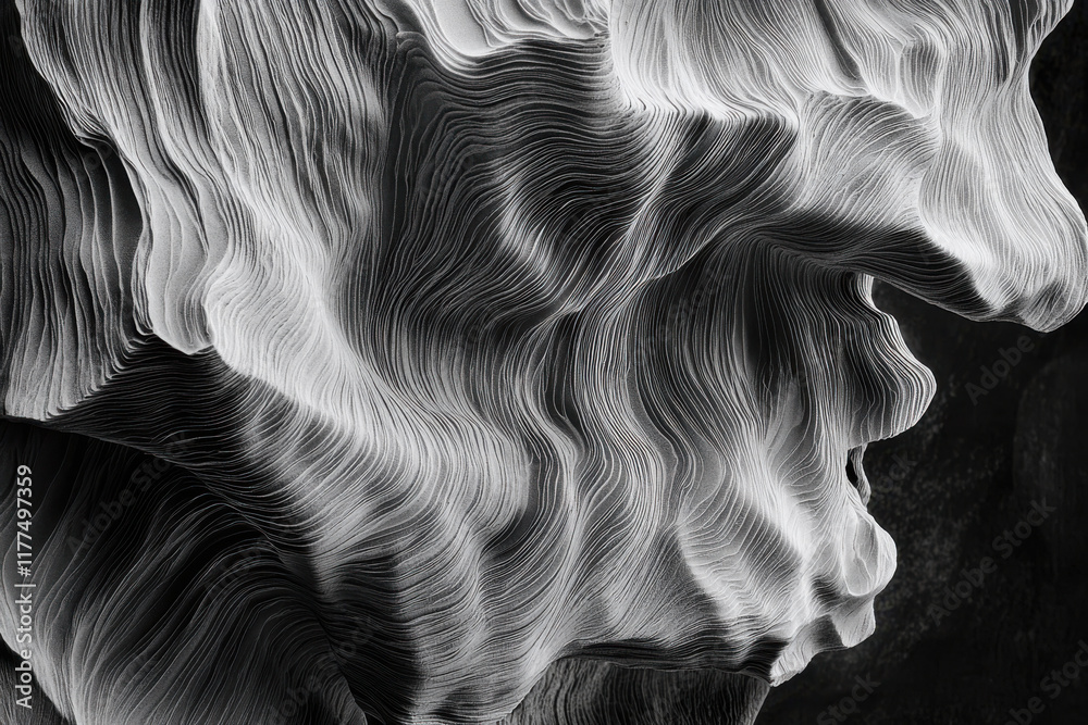 Abstract black and white wavy pattern creating a stunning visual effect Abstract black and white wavy pattern creating a stunning visual effect