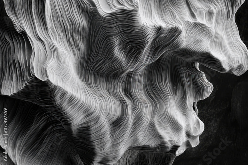 Abstract black and white wavy pattern creating a stunning visual effect