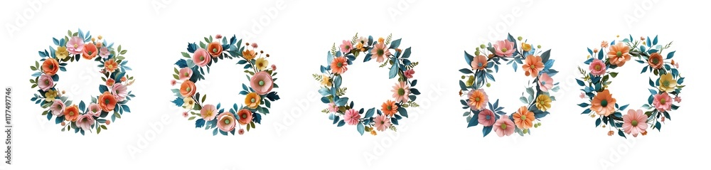 Obraz premium flower circle or flower frame (png)