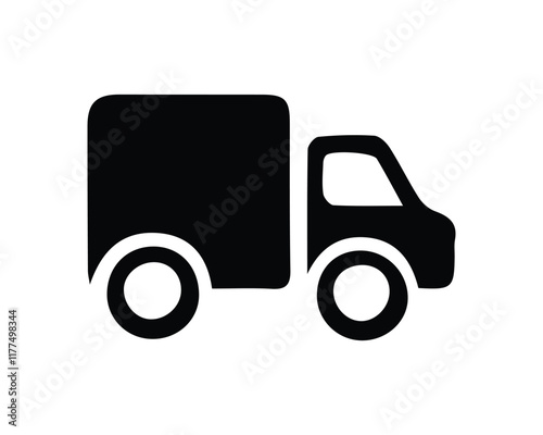 Simple Black and White Delivery Truck Icon