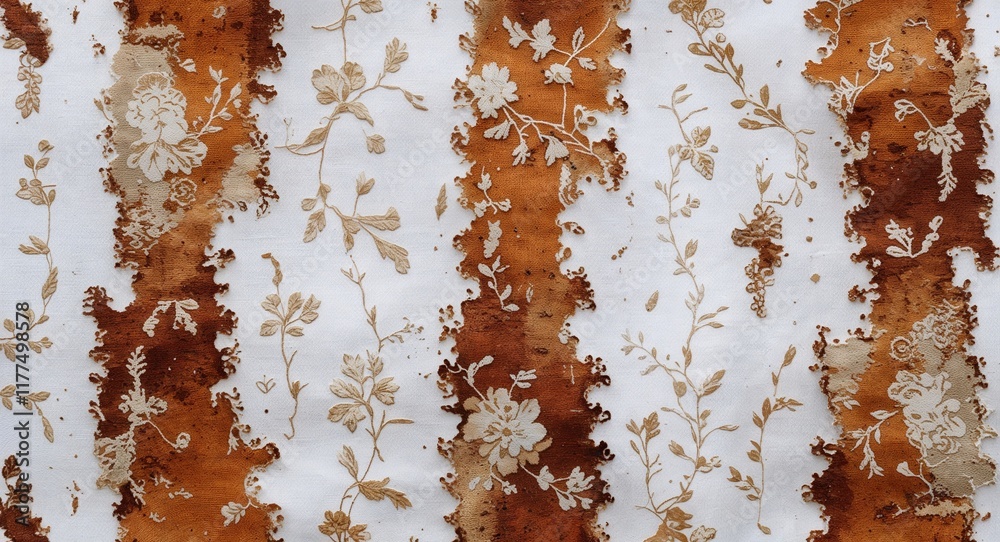 Fototapeta premium Distressed fabric pattern background in white pattern background