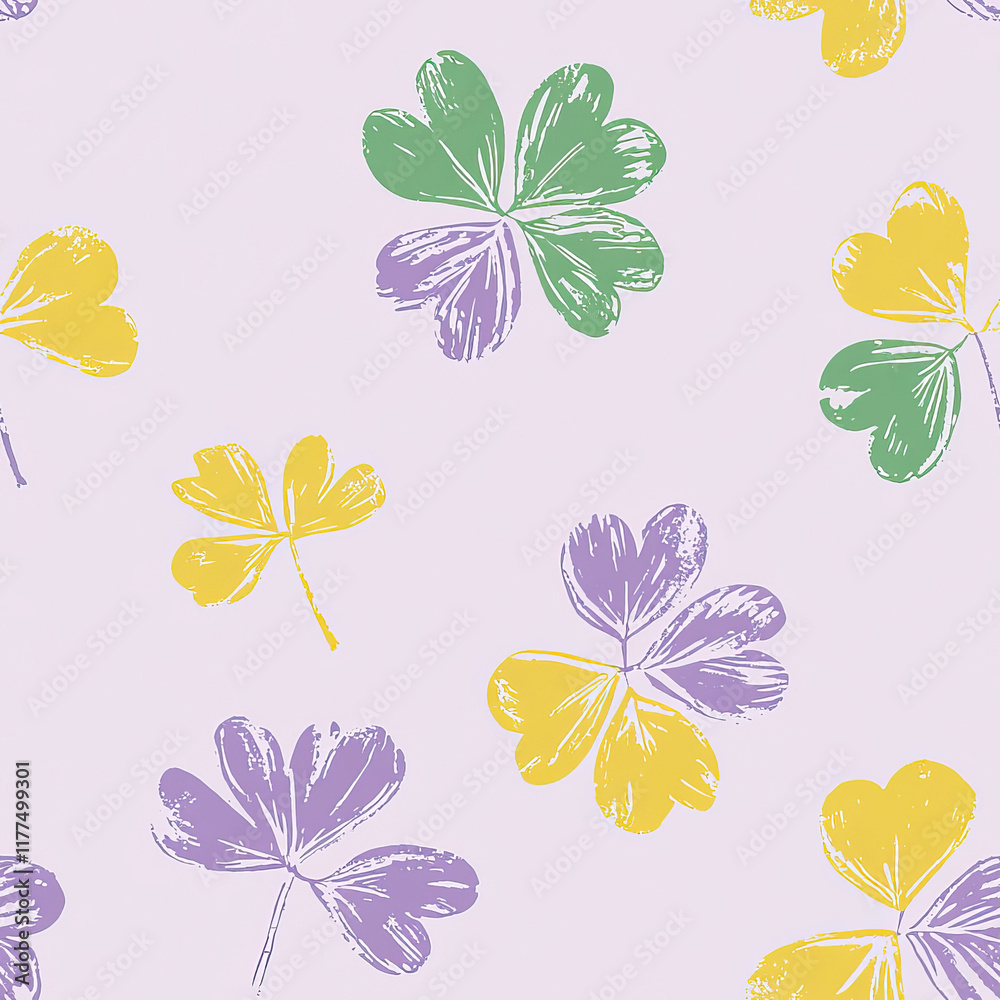 Obraz premium Colorful abstract leaf pattern with pastel green yellow and purple shades