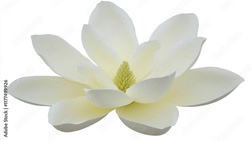 Fototapeta premium A delicate white lotus flower with soft petals and a central core.