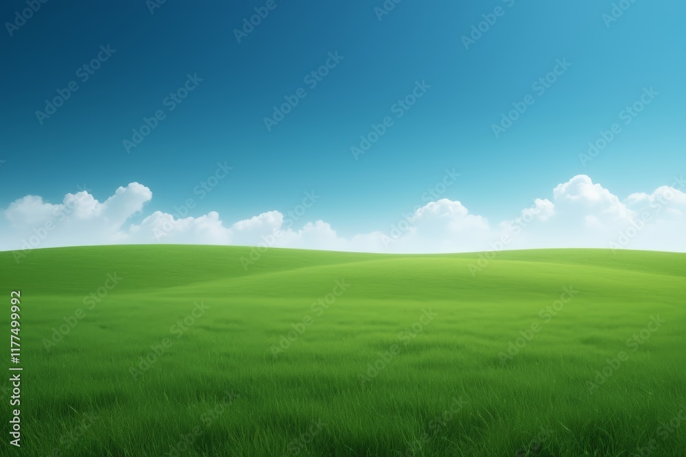 arafed view of a green field with a blue sky and clouds arafed view of a green field with a blue sky and clouds