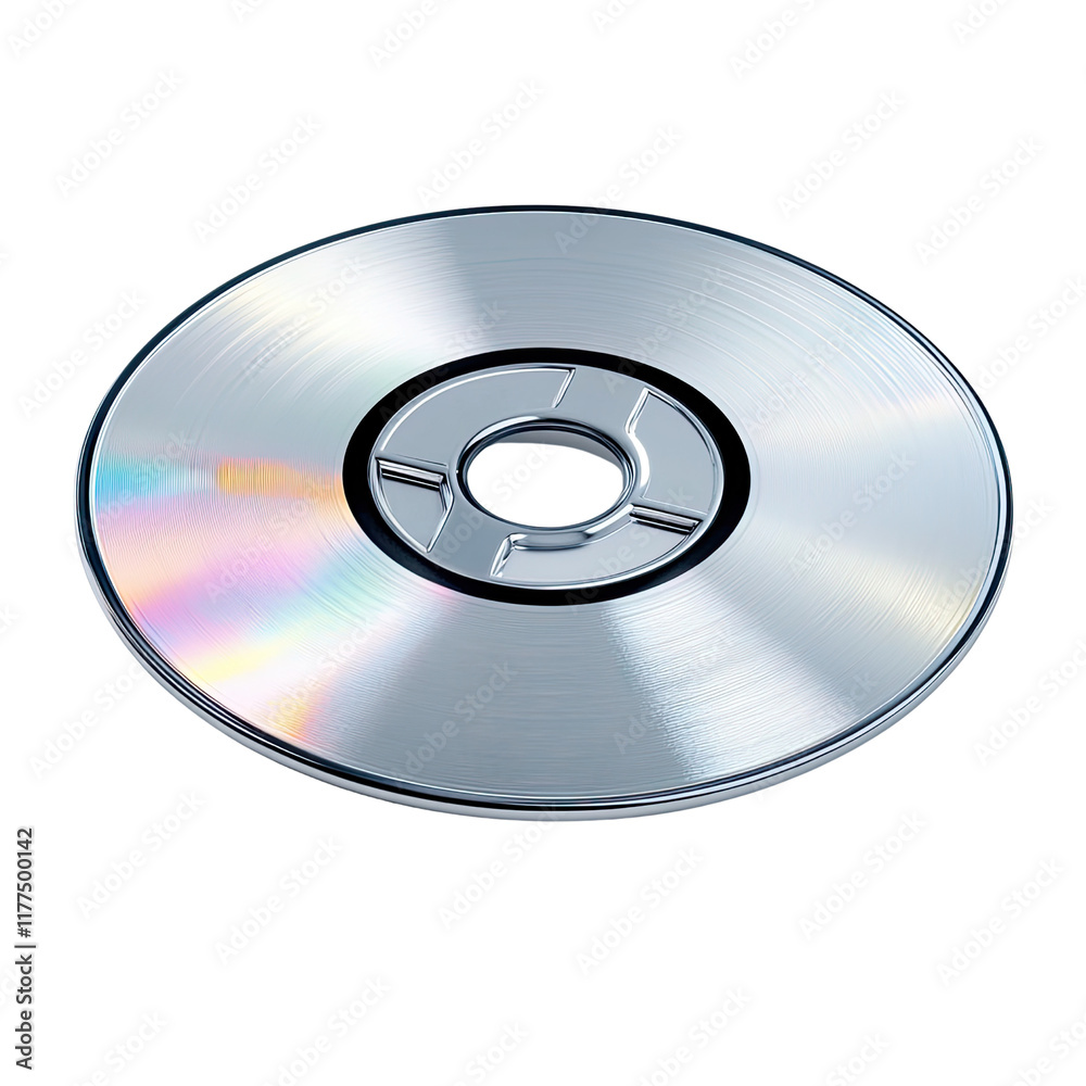 Polished Silver Compact Disc, Reflective Surface, Data Storage Polished Silver Compact Disc, Reflective Surface, Data Storage