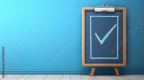 Digital fundamentals checklist displayed on a large monitor Stock Photo with side copy space