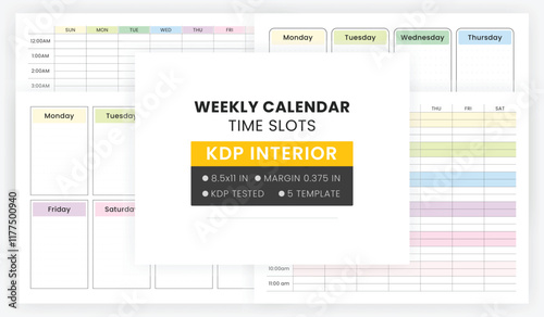 Weekly Calendar Printable with Time Slots, Editable 24-Hour Weekly Calendar, 7 Days Color Palette Weekly Schedule, Bullet Weekly Desk Planner