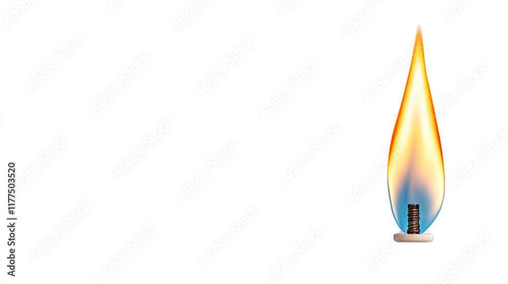 Single Candle Flame Burning Brightly in Darkness Single Candle Flame Burning Brightly in Darkness