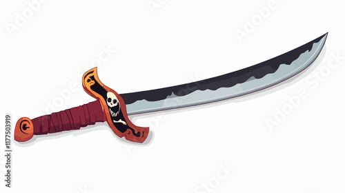 Cartoon Pirate Sword Illustration for Isolated Design Elements on White Background