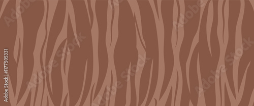 Tiger skin background mocha mousse colors, zebra print, abstract animal stripes. Trendy colour 2025 year. Vector illustration
