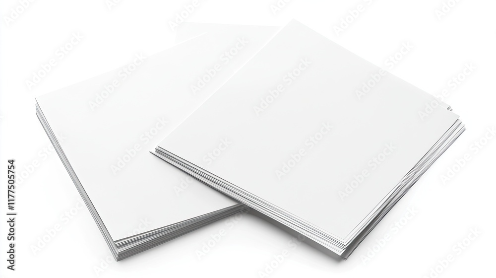 Three blank square sheets of paper on a white background, ideal for mockups. Three blank square sheets of paper on a white background, ideal for mockups.