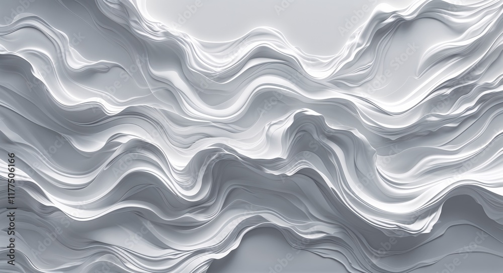 Fototapeta premium Loose expressive brushstrokes in shades of white creating an artistic fluid background in white illustration background