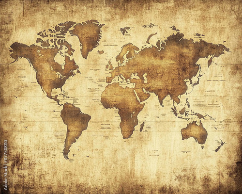 Hand drawn vintage world map