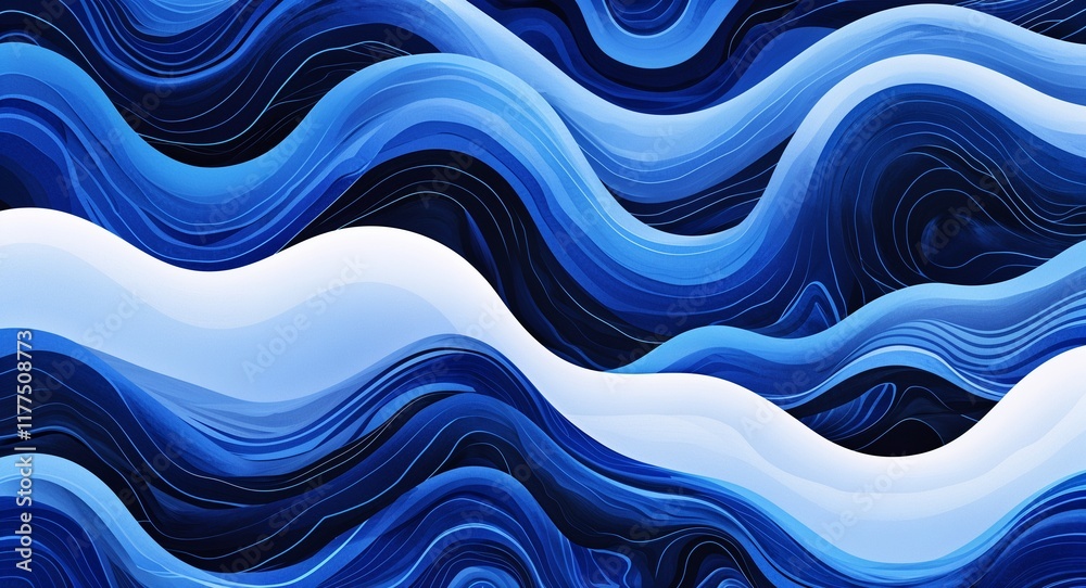 Obraz premium Organic wave pattern background in blue pattern background