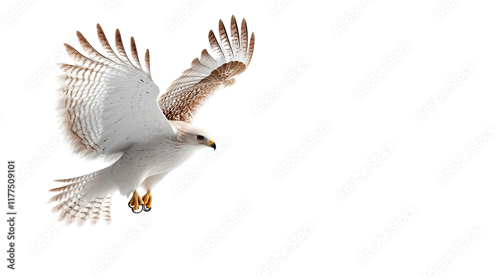 Obraz premium White Hawk Soaring, Majestic Wings in Flight Against Black Background