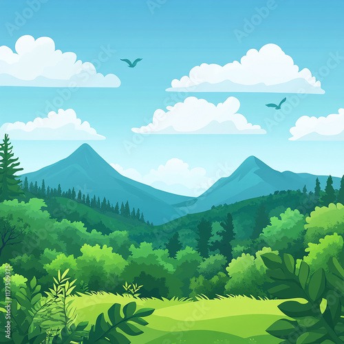 landscape with mountains and clouds
