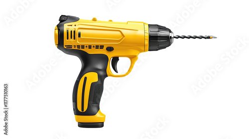 Yellow Cordless Electric Drill Power Tool Image