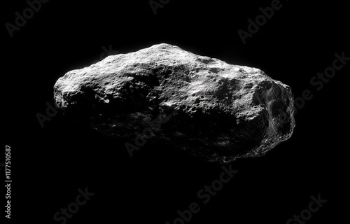 A high-resolution image of the asteroid Apophis, showcasing its rocky, cratered surface against a black space background. Perfect for science, astronomy, and space exploration themes. photo