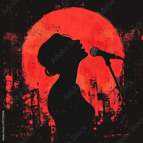 Rock Band Silhouettes in Concert Spotlight