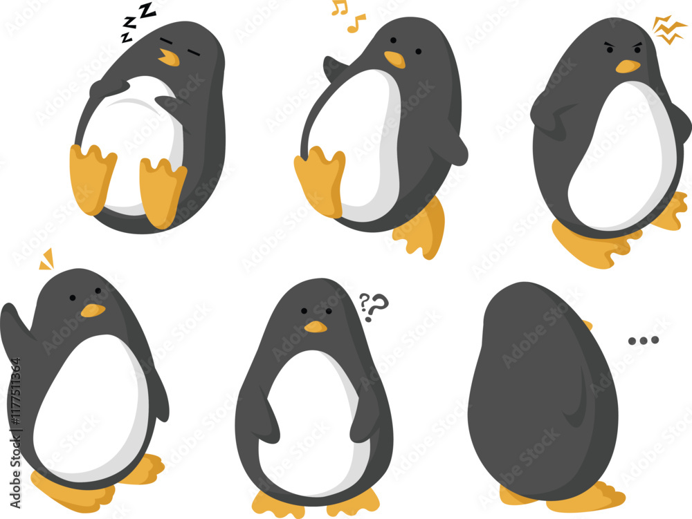 Obraz premium cute penguin mascot set