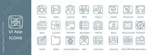 ui app icon set. with icon Camera,Video,Location,Maps,Picture
