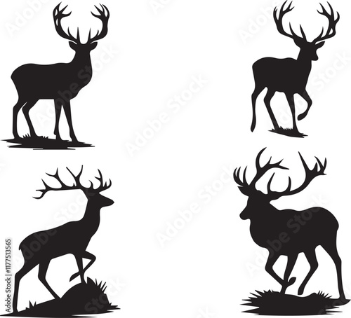 Deer silhouette vector EPS SET