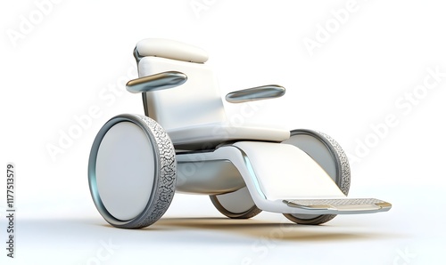 Modern white wheelchair design on white background. photo