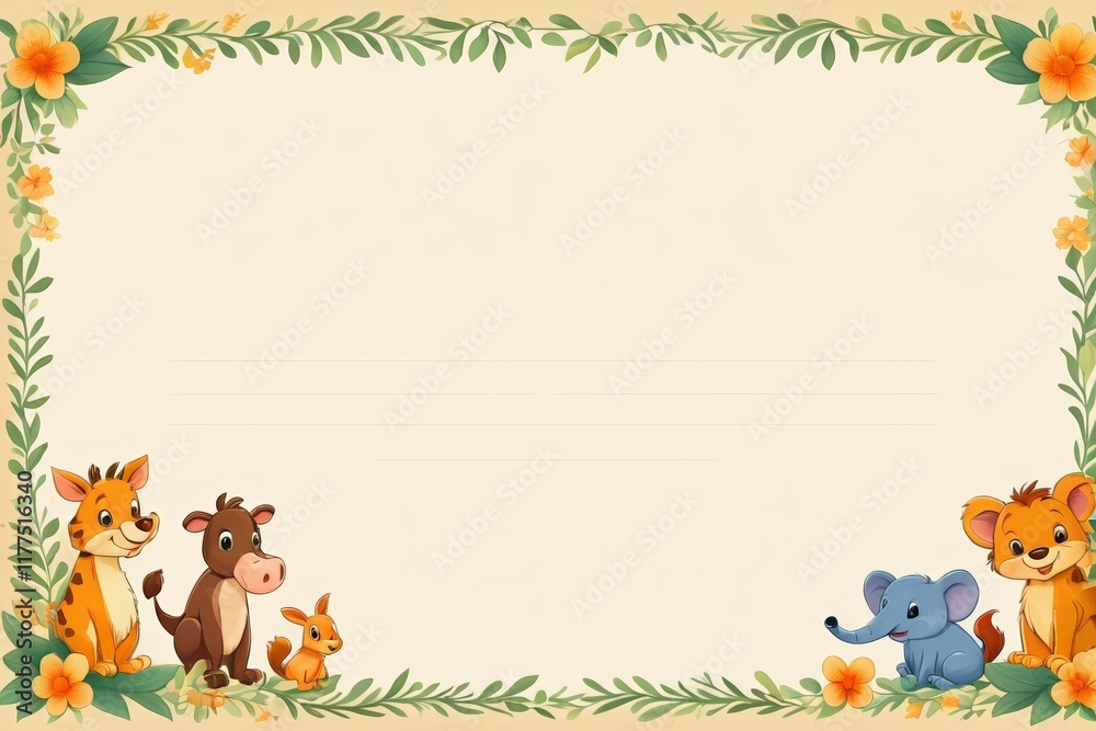 cartoon jungle animals with blank paper for text cartoon jungle animals with blank paper for text