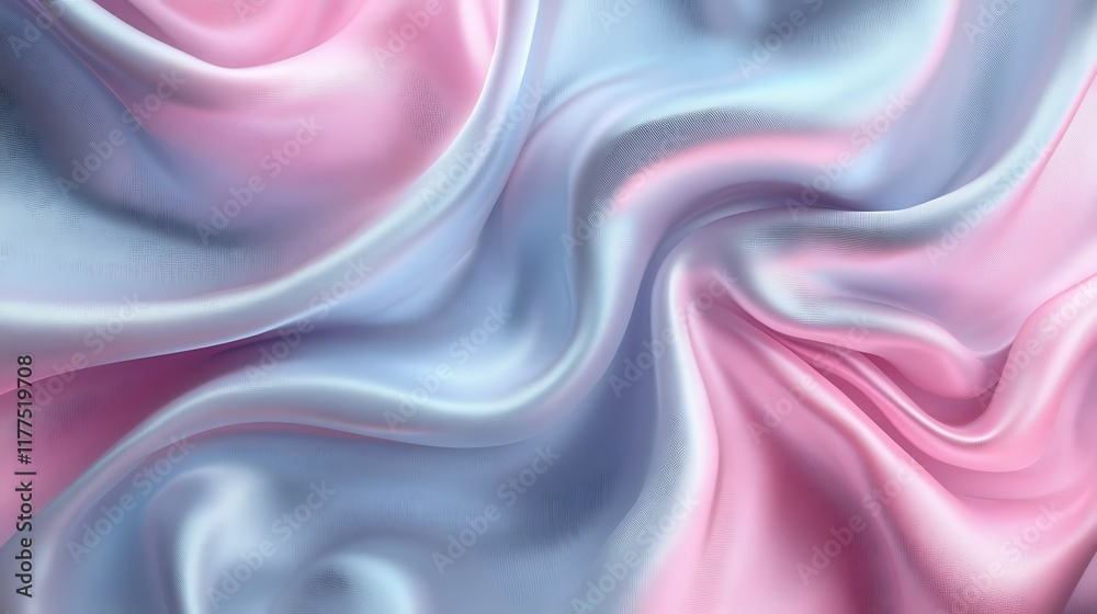Obraz premium Pastel pink blue silk fabric texture; elegant, soft waves; background for design.