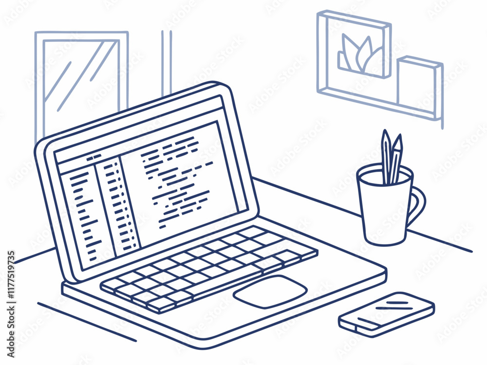 Programming web development concept Code on the screen laptop Flat