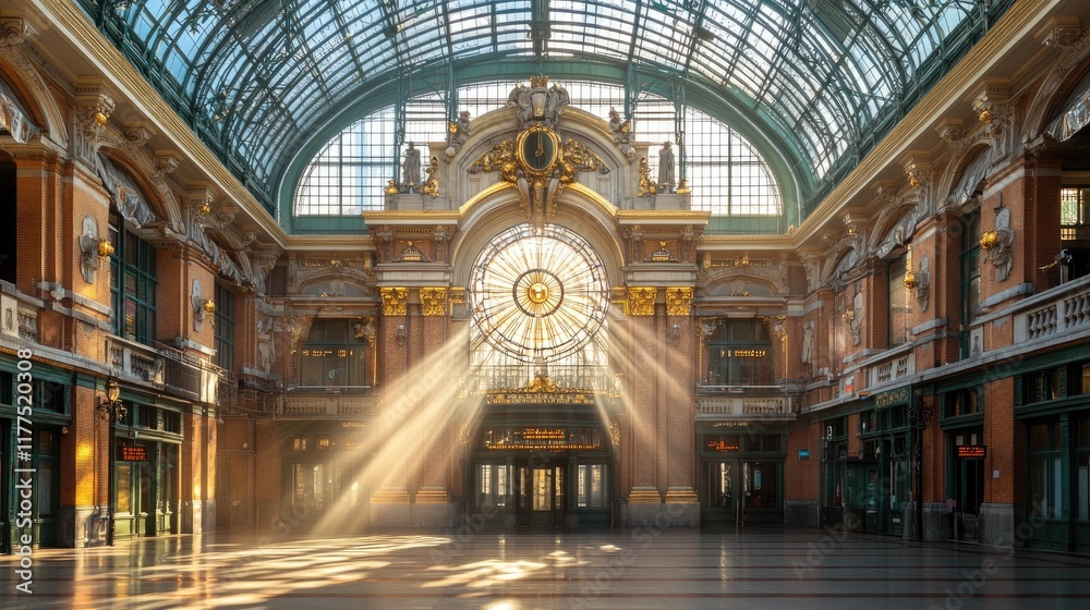 Obraz premium Sunbeams Illuminate Grand Architectural Interior Space