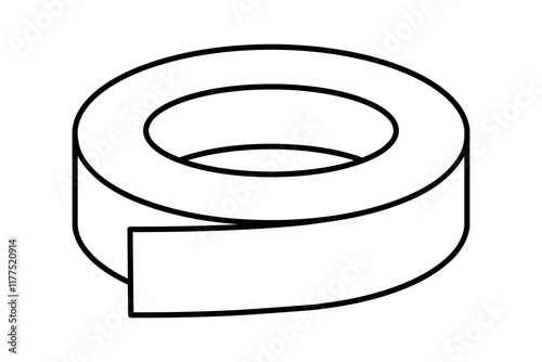Hand drawn cute outline illustration of insulating tape. Flat vector sticky scotch repair tool in line art doodle style. Support service hardware icon. Settings or fix problem. Find solution. Isolated