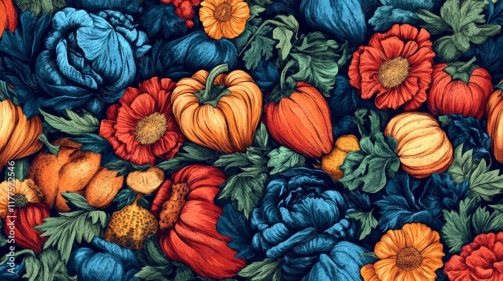 Fototapeta premium Seamless pattern of vegetables