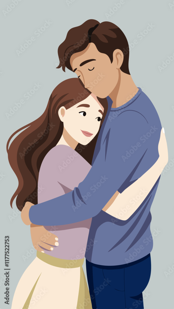 Obraz premium Romantic couple hugging in a loving pose