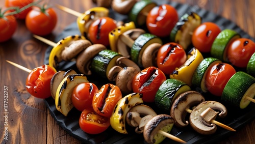 Colorful Grilled Vegetable Skewers with Zucchini, Peppers, Mushrooms, and Tomatoes