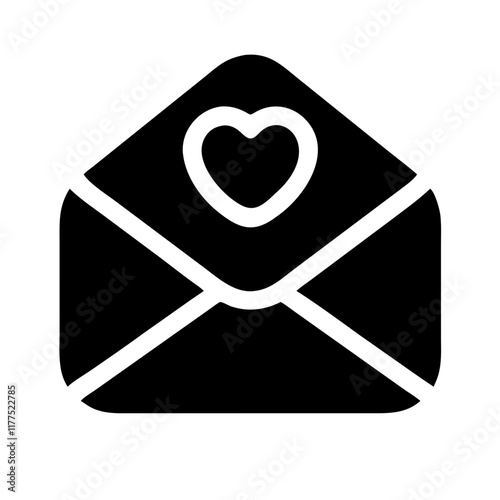 Black envelope with heart symbol illustration