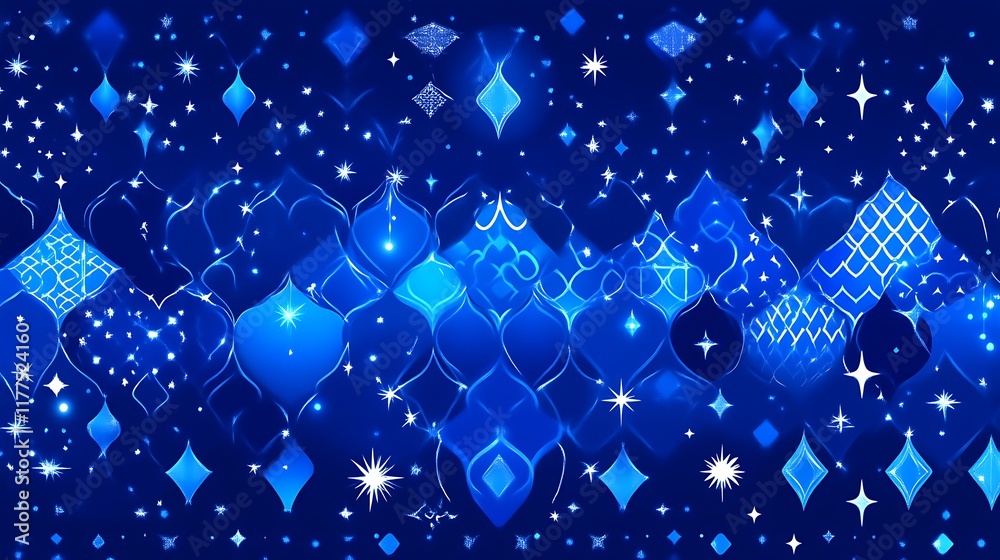 Obraz premium Abstract Blue Design With Stars and Geometric Shapes