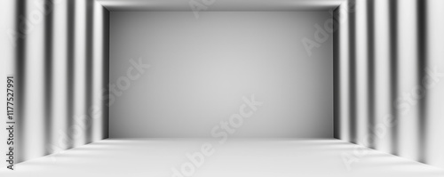 Light beams creating stripes inside empty white room