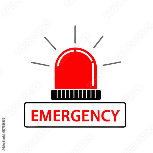 Emergency word concept with red siren vector illustration (7)