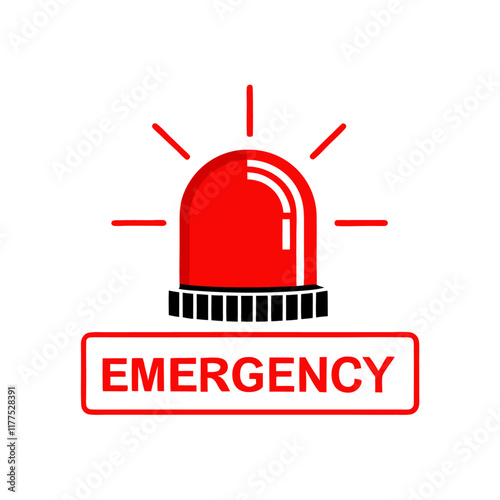 Emergency word concept with red siren vector illustration (9)