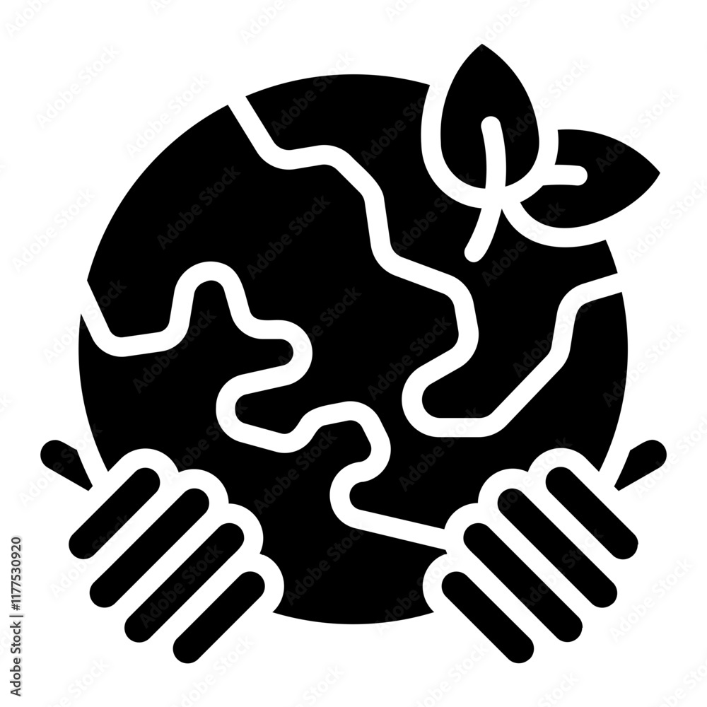 Obraz premium Hand earth. This is a vector single icon with a solid style. It is suitable for any purpose, such as website design, mobile app design, logo design, etc.