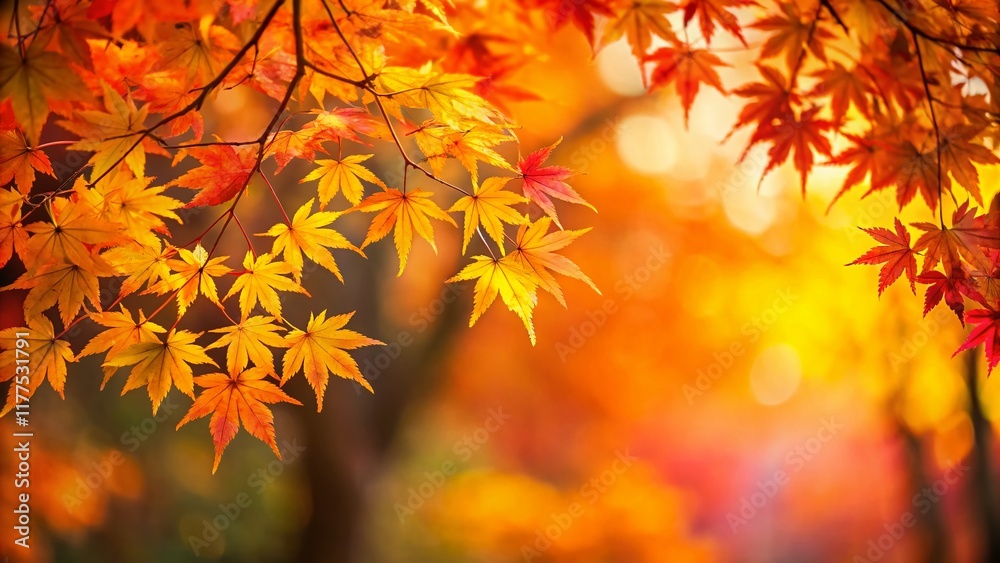 Majestic Autumn Maple Silhouette - Copy Space for Text & Design Majestic Autumn Maple Silhouette - Copy Space for Text & Design