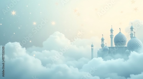 Mosque in the Clouds: A Serene Islamic Image