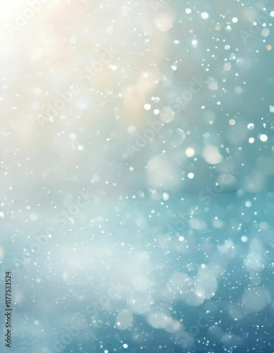 Atmospheric, very deep, almost Empty space. The whole scene is in very light colors. Very blurry blurry background  with one or two dots of abstract  blurry lite blue, silver coloured bokeh. 