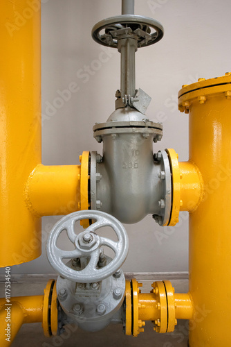 Industrial Flow Control System yellow pipes