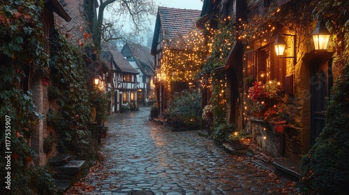 Enchanting Evening In A Festive Medieval Village