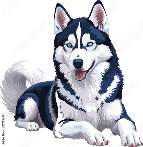 siberian husky dog vector illustration white background