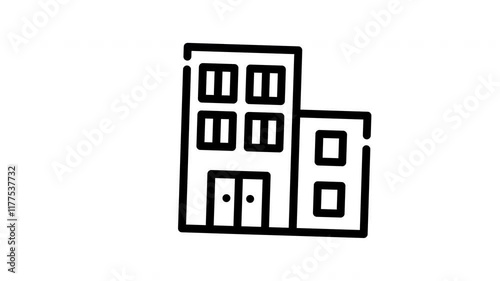 Icon line motion graphic building hotel