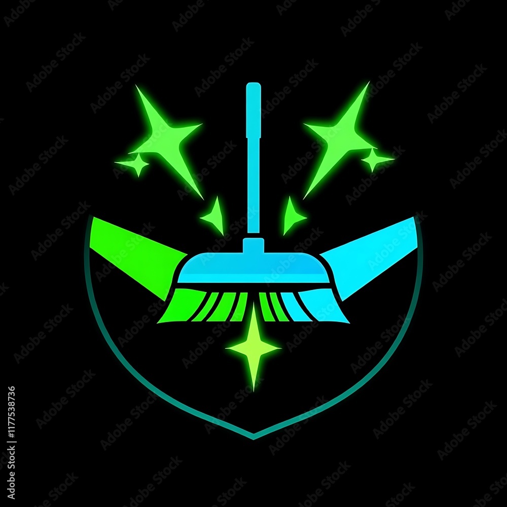 Fototapeta premium Cleaning Service Logo: Sparkling Clean Emblem 